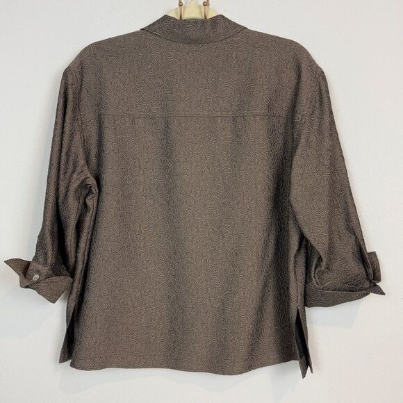 Chico’s Brown Embroidered Shirt 1/S - Picture 4 of 7